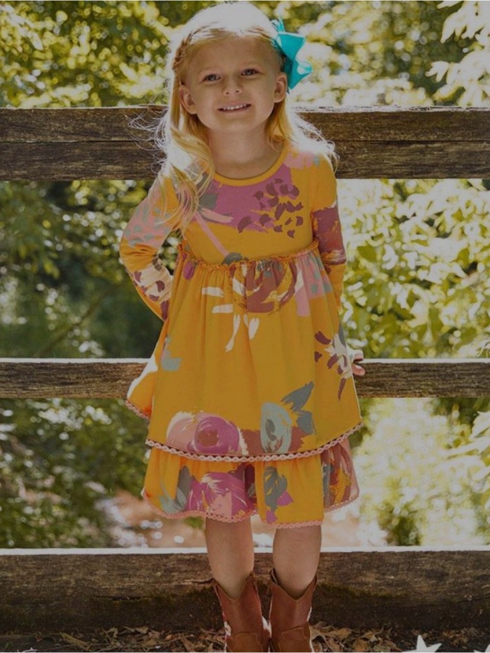 Matilda Jane Girls Yellow Floral Ruffle Tiered Dress, 4